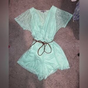 Mint lace romper